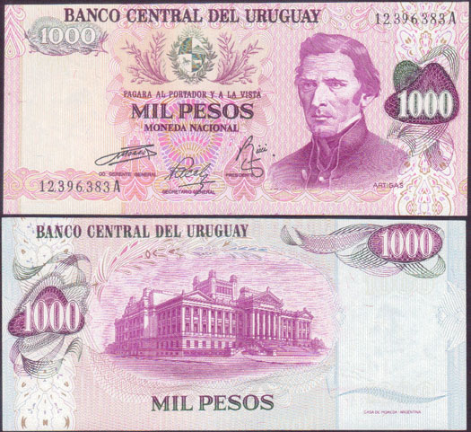 1974 Uruguay 1,000 Pesos (Unc) L001443